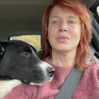 Janelle with her beloved border collie rescue Daisy