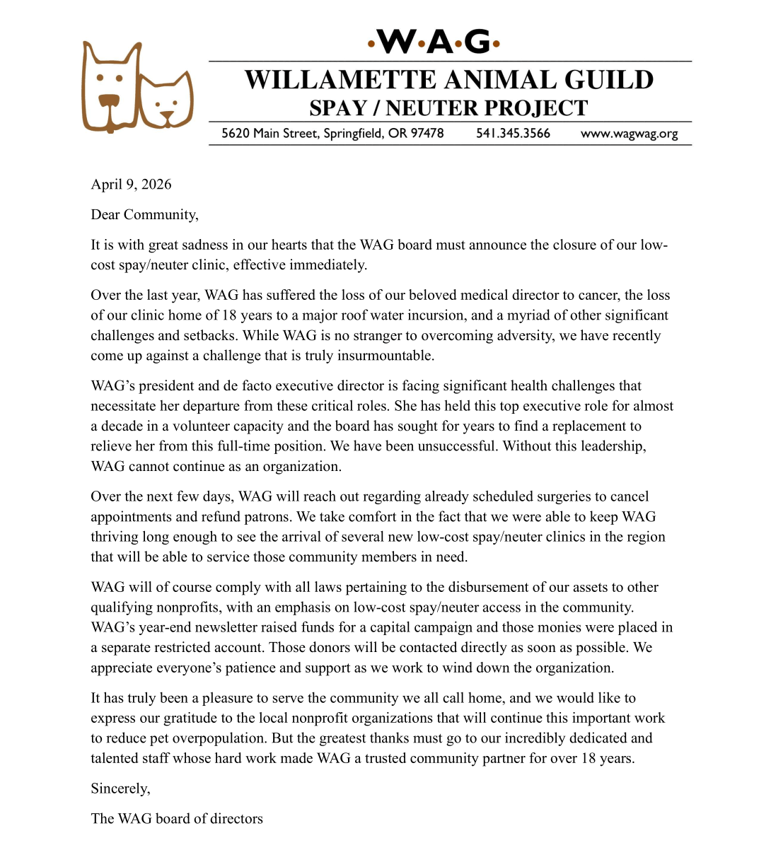 Open letter to community